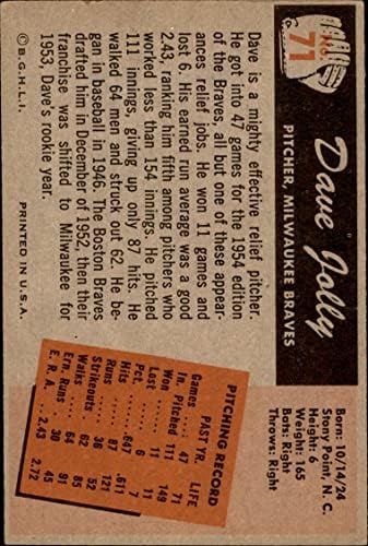 1955 Bowman 71 Dave Vidám Milwaukee Bátrabbak (Baseball Kártya) VG/EX Bátrabbak