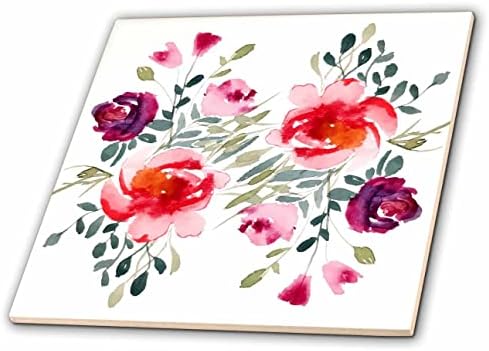 3dRose 3DRose Mahwish - Virág nyomtatási Kép, piros, rózsaszín rózsa - Csempe (ct-371781-4)