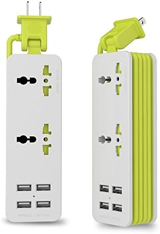 UPWADE Outlet Utazási túlfeszültségvédő elosztó, 4 Smart USB Töltő Port (Összesen 5V 4.2 EGY Output), valamint a 5ft Kábel Multi-Port USB Fali