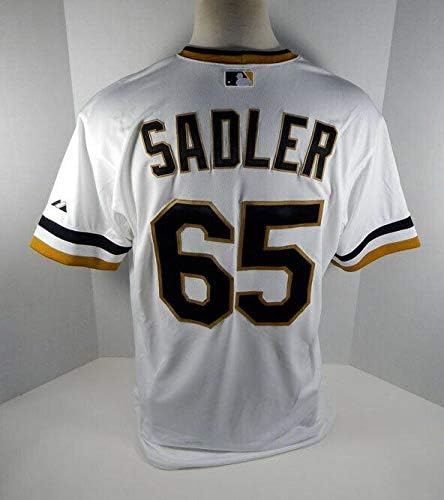 2015 Pittsburgh Pirates Casey Sadler 65 Játék Kiadott Fehér Jersey 1970-es évek R TB 54 - Játék Használt MLB Mezek