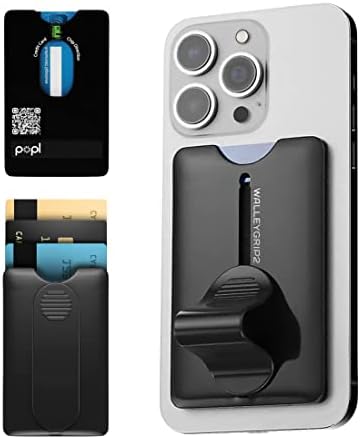 WalleyGrip 2.0 All-In-One Mágneses Telefon, Pénztárca, Kényelmes Ujját Hurok Grip & Kitámasztó (Popl NFC Chip) Levehető MagSafe RFID Kártya