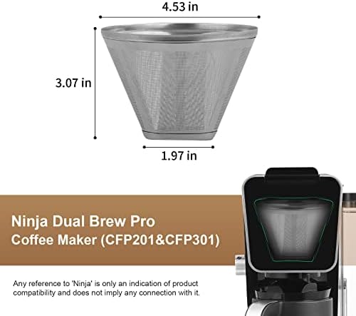 Újrafelhasználható Kávé Szűrő Ninja Kettős központi egység Pro Kávéfőző, 304 Rozsdamentes Acél Csere Kávéfőző Szűrő Kompatibilis Ninja CFP301