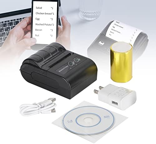 Areyourshop Hordozható Bluetooth Termikus Nyugta Nyomtató 58mm Vezeték nélküli POS Számla Kézi Bulit Akkumulátor Termikus Címke Papír Tekercset