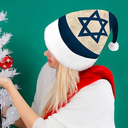 Évjárat Izraeli Zászló Karácsonyi Kalap Mikulás Kalap, Rövid Plüss Fehér Bilincs a Férfiak a Nők Karácsonyi Ünnepi Parti Dekoráció