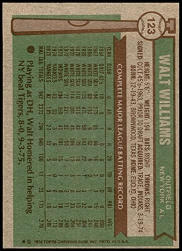 1976 Topps 123 Walt Williams New York Yankees (Baseball Kártya) VG/EX Yankees