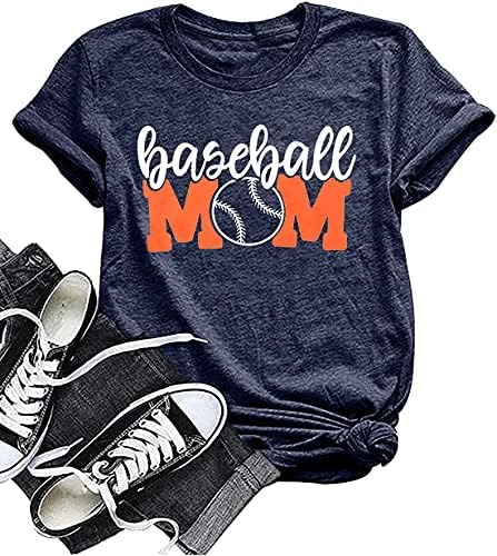 Baseball Anya Póló Női Anya Ing, Rövid Ujjú O-Nyak Levél Nyomtatás Alkalmi Felsők Pólók