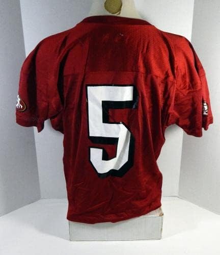 2002-ben a San Francisco 49ers Jeff Garcia 5 Játék Kiadott Piros Gyakorlat Jersey 939 - Aláíratlan NFL Játék Használt Mezek