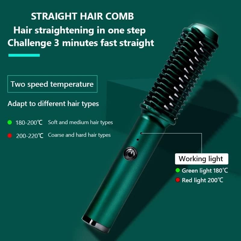 ZLXDP USB Újratölthető Haj 3D Comb Hajegyenesítőt Elektromos hajcsat Nedves Száraz Haj Vasalók Forró Fűtés Comb (Szín : Szürke)