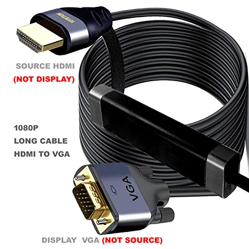 YOTETION HDMI-VGA 30Ft Kábel IC, Aranyozott HDMI-VGA Kompatibilis Számítógép, Asztali, Laptop, PC, Monitor, Projektor,HDTV, Raspberry