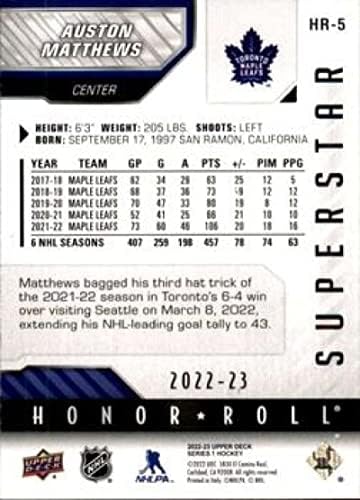 2022-23 Felső szinten tanuló HR-5 Auston Matthews Toronto Maple Leafs NHL Jégkorong Trading Card