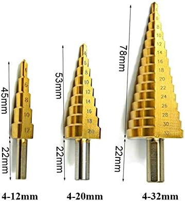Fúrás Lépés Bit Metrikus Spirális Groove Pagoda alakú Lyuk Marószerszám A Központ Ütés Fa Vágó 4-12/20/32 mm HSS Acél Cone Drill Rögzített