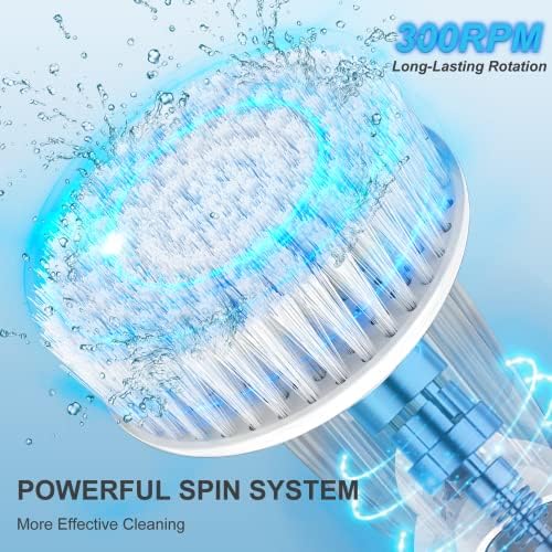 Elektromos Spin Mosó Zuhany Tisztító Kefe: 360 Vezeték nélküli Zuhany Mosó Fürdőszoba, Csempe, Padló, Kád, Állítható Hosszabbító