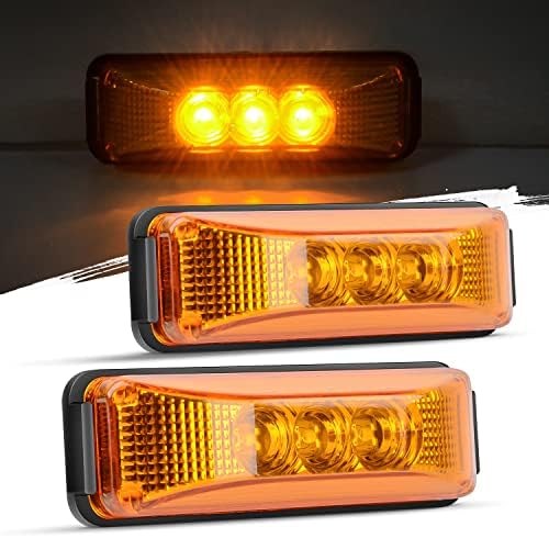Nilight - TL-16 2DB 3.9 Hüvelyk 3 LED Teherautó, sárga Lámpa Elöl Hátul LED Oldalsó Helyzetjelző Lámpák Clearance Jelző Lámpa Tökéletes,