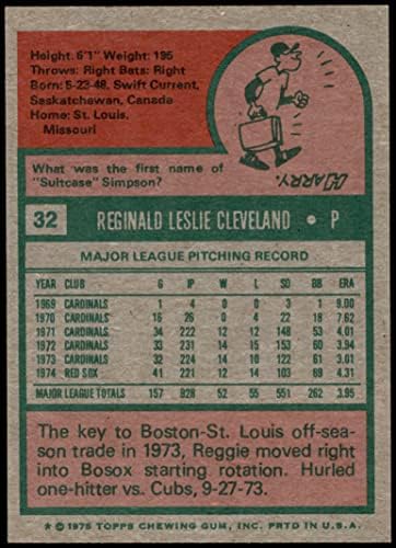 1975 Topps 32 Reggie Cleveland-Boston Red Sox (Baseball Kártya) NM/MT Red Sox