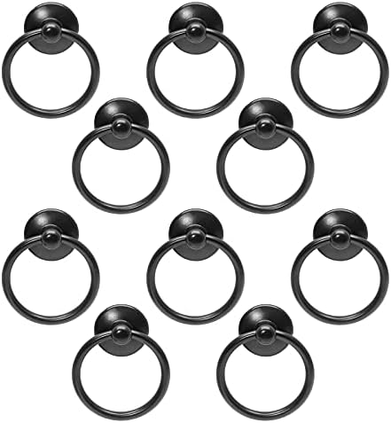 Uenhoy 10 Db Szekrény Gyűrűt Húzza Kezeli a Fekete Húzza a Gyűrű Fogantyúk 1-3/4 Inch Egyetlen Lyuk Fiókban Húzza Gombok Szekrény