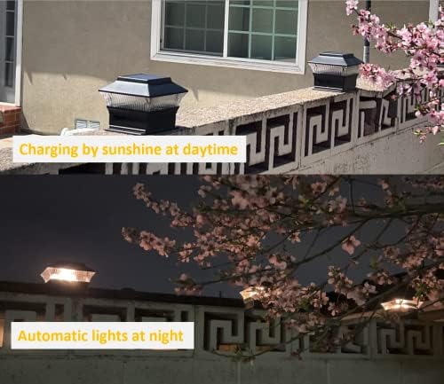 ONLSITY 25 Lumen Napelem Post Kap Lámpák Kültéri, Nagy Fényerejű Izzólámpa LED, 3000K Meleg Fehér, Napelemes Kerítés Fedélzeten Post