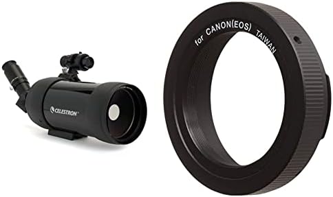 Celestron 52268 C90 Mak távcső (Fekete) & 93419 T-Gyűrű, 35 mm-es Canon EOS Fényképezőgép (Fekete)