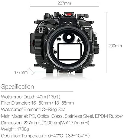 Seafrogs Vízálló tok a Fujifilm X-T2, Víz alatti Kamera Ház, 16-50mm/18-55mm Objektív Hatékonyan Vízálló akár 40M/130FT, Beépített