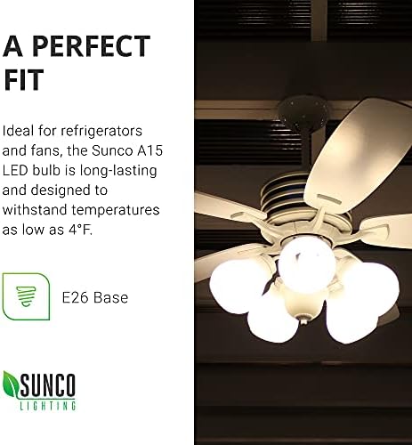 Sunco A15 LED Izzó 8W Egyenértékű 60W Szabályozható a Készülék Hűtő Izzók, 3000K Meleg Fehér, 800 LM, E26 Közepes Bázis, Instant On, Szuper