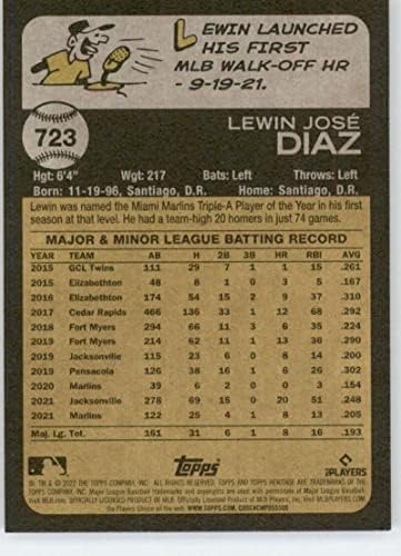 2022 Topps Örökség Magas Száma 723 Lewin Diaz SP Rövid Nyomtatás Miami Marlins MLB Baseball Trading Card