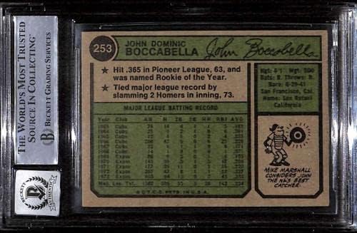 253 John Boccabella - 1974 Topps Baseball Kártyák (Közös) Osztályozott lenne beégés Auto-10 - Baseball Asztalon Dedikált Kártyák