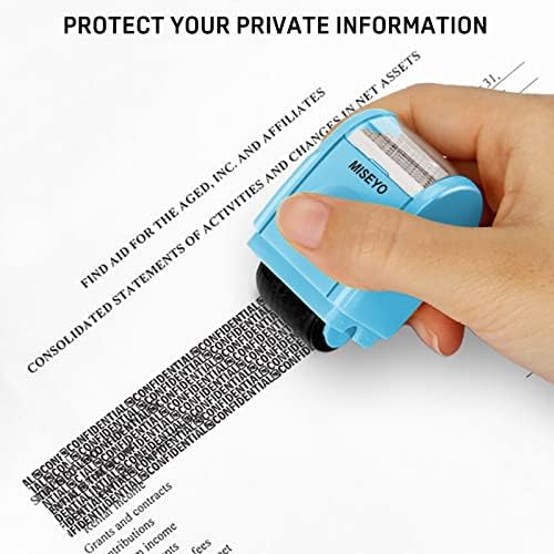 Miseyo Személyazonosság-Lopás elleni Védelem Roller Bélyegek（Kék）az Adatok Vonalkód ID Adatvédelmi 3 Csomag Utántöltő Tinta