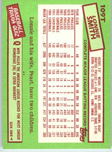 Baseball, MLB 1985 Topps Forgalmazott 109 Lonnie Smith Uralkodók