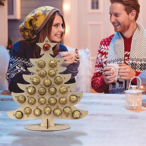 COMIOR Karácsonyi Csokoládé Keret Dekoráció Egyedi, Fából készült Adventi Naptár Fél Visszaszámlálás Díszek, Candy Állni