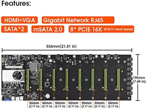 GPU Bányász Bányász Rig Gép Rendszer Bányászati ETH Ethereum,8 GPU Bányász Beleértve a BTC-D37 55mm Slot Távolság Alaplap, CPU, SSD,