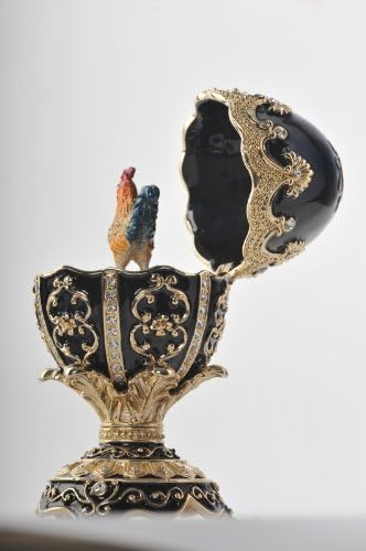 Fekete Fabergé Tojás Kakas Csecsebecsét Doboz