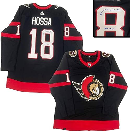 MARIAN HOSSA Aláírt Ottawa Senators Fekete Adidas PRO Jersey - HOF2020 - Dedikált NHL-Mezek