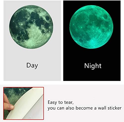 Kiddale Világít A Sötét Hold 30cm Ragyogó Fényes Fali vagy Mennyezeti Művészeti Matricák Cserélhető Öntapadós Fali Matrica Gyerekeknek
