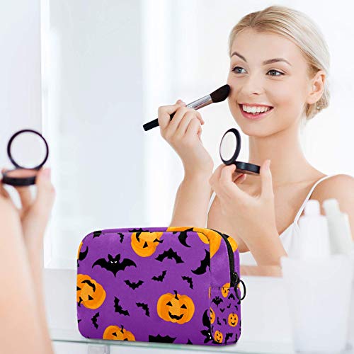 LEVEIS Halloween Tök, majd a Pók Kis Smink Táska Tok az Erszényes Utazási Kozmetikai Táska Hordozható Toalett Táska a Nők, Lányok