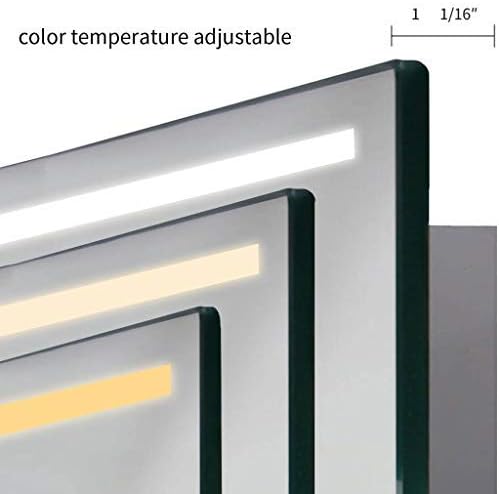 A B&C 72x30 LED Tükör a Mosdó, Szuper Vékony keret nélküli Megvilágított Tükör Polírozott Él, Páramentesítő, Dimmer & Touch Kapcsoló(Réz Ingyenes