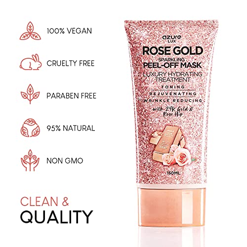 AZURE Rose Gold Hidratáló Peel Off Maszk - Anti-Aging, Alakformálás & Fiatalító - Eltávolítja a Mitesszerek, Dirt & Olajok -
