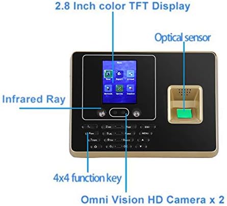 Aoutecen Arcát Ujjlenyomat-Felismerő Gép, Gyakorlati 2.8 inch TFT LCD Képernyő Szakmai Óra Ujjlenyomat-Felismerő Gép Hivatal(American
