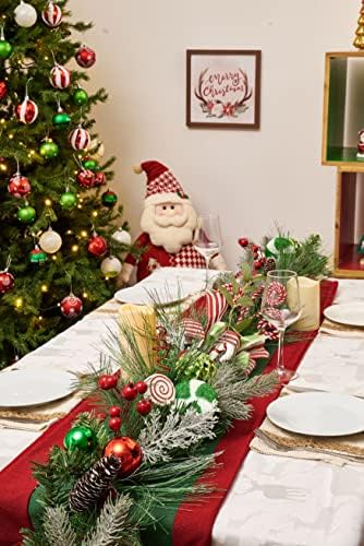 Valerij Madelyn Piros, Zöld, Fehér Karácsony Érték Csomag (3 Elem) 6 láb Karácsonyi Koszorú + 30 hüvelyk Karácsonyi Koszorú + 9 méter