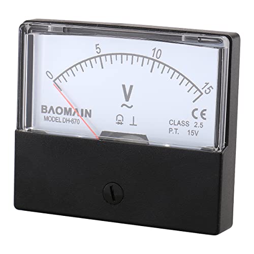Baomain Voltmérő DH-670 AC 0-15V Téglalap Osztály 2.5 Analóg Panel Voltos Feszültség Mérő