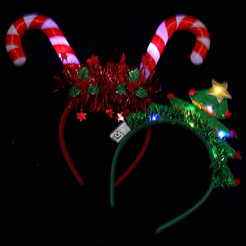 DRESBE LED Karácsonyi Fejpánt kigyullad a karácsonyfa Haj Karika Karácsonyi cukorbot Fesztivál Fejfedőt a Nők, Lányok(2db)