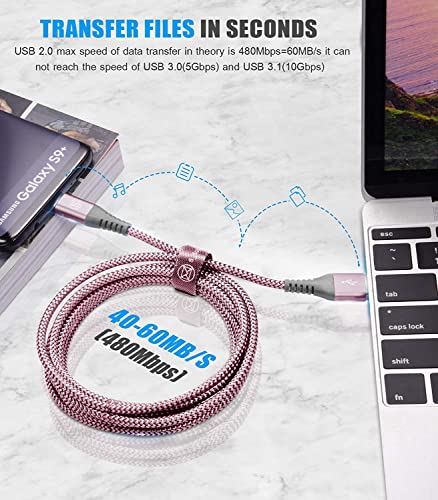 sweguard Típusú USB-C Kábel 3.1 Gyors Töltés [2Pack,10ft+10ft], USB A-USB-C Töltő Fonott Nylon Kábel Samsung Galaxy S20 S21 S10 S9