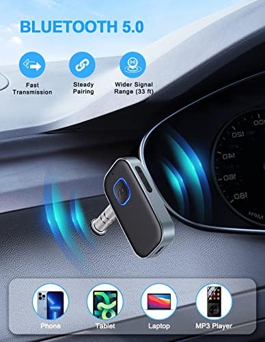 COMSOON Bluetooth-AUX Adapter Autó, a zajcsökkentés Bluetooth 5.0 Vevő Zene/kihangosított Hívások, Vezeték nélküli Audio Receiver Otthoni Hifi/Hangszóró,