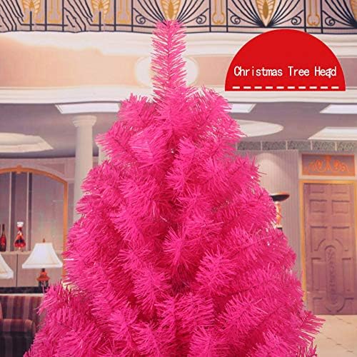 DLPY Mesterséges karácsonyfa Teljes Fenyő Csuklós Szezonális karácsonyfa Ünnepi Dekoráció Fém Állvány Környezetbarát -Rózsaszín 6 láb(180cm)