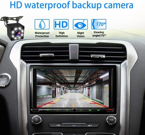 1280×720-as HD érintőképernyő, Autó Hifi-Biztonsági Kamera, 7 Inch Dupla Din autórádió Apple Carplay, Android Auto,autórádió, Bluetooth