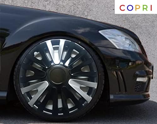 Copri Készlet 4 Kerék Fedezze 14 Coll Ezüst-Fekete Dísztárcsa Snap-On Illik Mazda