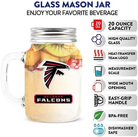 Kacsa Ház NFL Rajongó Bolt NFL Üveg Befőttesüvegben fogantyúval | Nagy Ivás Italok | Rozsdamentes Acél Fedél | Élelmiszer Tárolására | BPA-Mentes