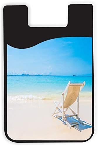 Fehér Strand Szék Napsütötte Tenger Design - Szilikon 3M Ragasztó Hitelkártya Stick-a Pénztárca Tok iPhone/Android Galaxy Telefon