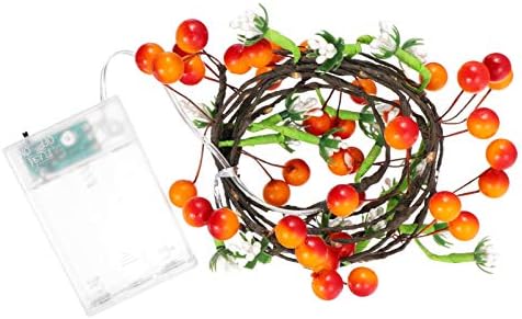 PRETYZOOM Piros Bogyó Garland LED Berry fenyőtoboz String Fények, 2M Tavaszi Ünnep Garland Mesterséges Szőlő Garland DIY Asztaldísz
