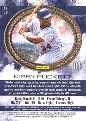 2018 Panini Gyémánt Királyok 50 Kirby Puckett Minnesota Twins Baseball Kártya