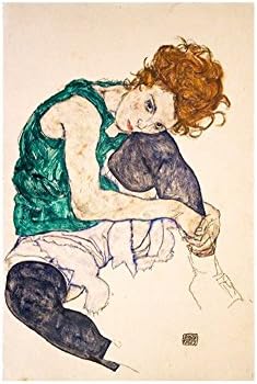 Alonline Art - Ülő Nő Lábai által összeállított Egon Schiele | Arany Keretes Kép, Nyomtatva, Pamut Vászon, Csatolva