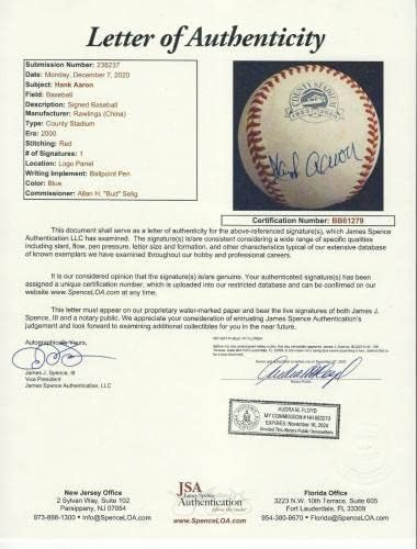 BÁTRABBAK Hank Aaron aláírt Megyei Stadion baseball SZÖVETSÉG LOA AUTO Milwaukee Brewers - Dedikált Baseball